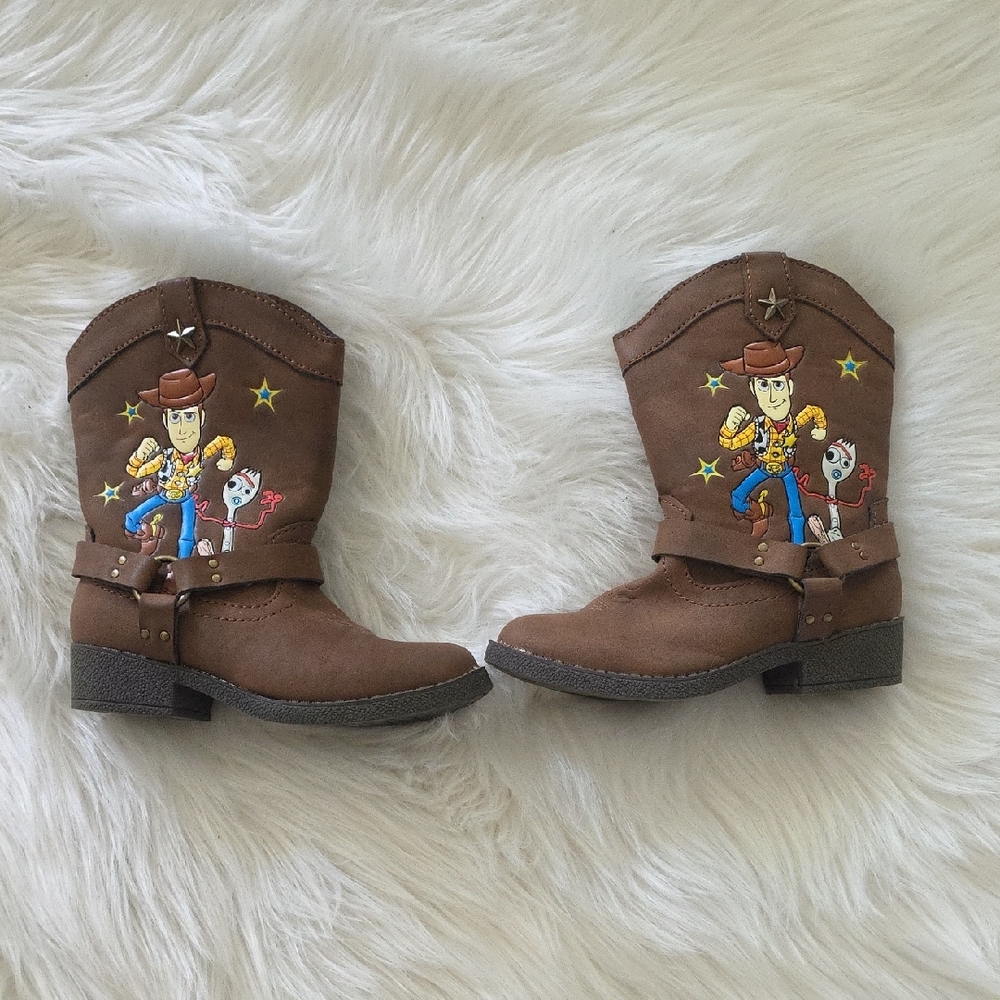Kids Brown Cowboy Boots with Cartoon Design